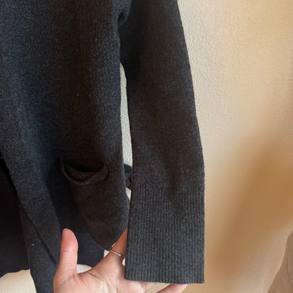 Cynthia Rowley 100% Merino Wool Cardigan SZ S | Dark Gray Open Front 3/4 Sleeve - Picture 5 of 9